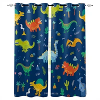 colorful cartoon dinosaur blue curtains for childrens bedroom living room kids window treatments kitchen drapes