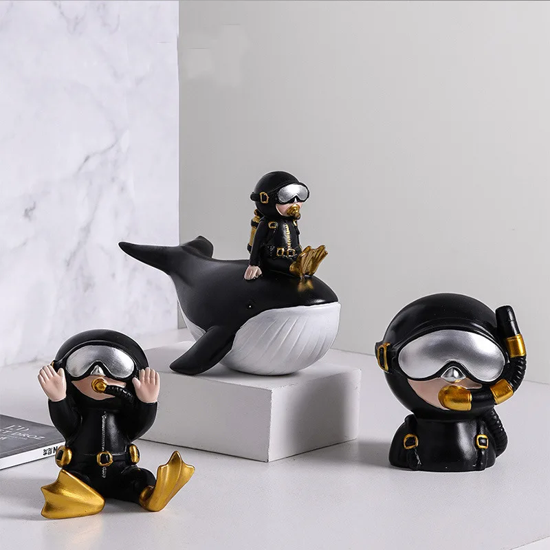 

Nordic style cartoon lovely diver table decoration light luxury creative furnishings toys living room children room knickknacks