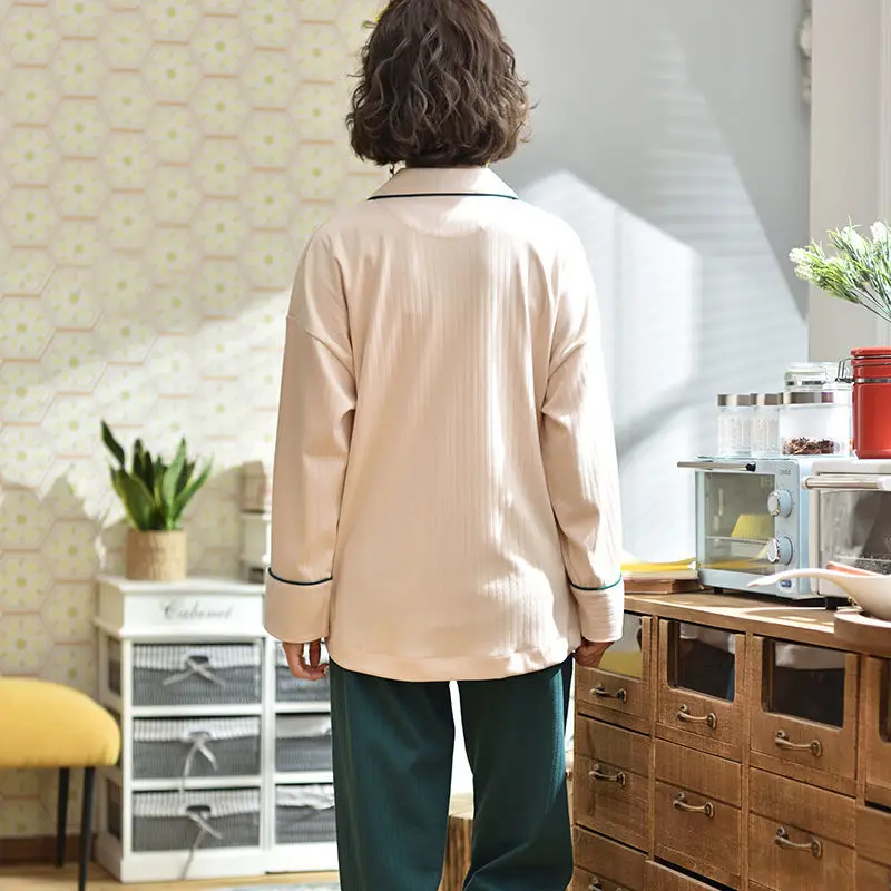 Ins Cotton Pajamas Women Spring and Autumn Students Korean Version of The Cute Long-sleeved Cardigan Models of Home Clothing Set