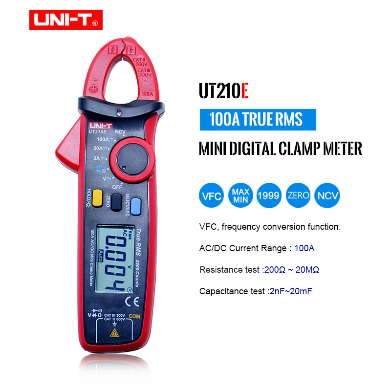 Mini Digital Clamp Meter UNI-T UT210E True RMS Auto Range 2000 Count LCD Display Multimeters Megohmmeter