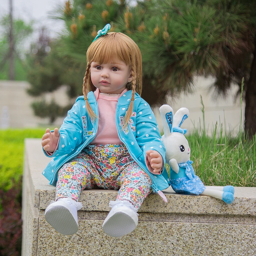 

KEIUMI 24 Inch Silicone Reborn Baby Doll 60 cm Newborn Stuffed Princess Reborn Bebe Toys Cloth Body Doll Kids Birthday XMAS Gift