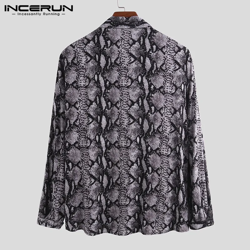 INCERUN 2023 Men Printed Shirt Long Sleeve Streetwear Lapel Button Personality Men Shirts Casual Brand High Quality Tops S-5XL