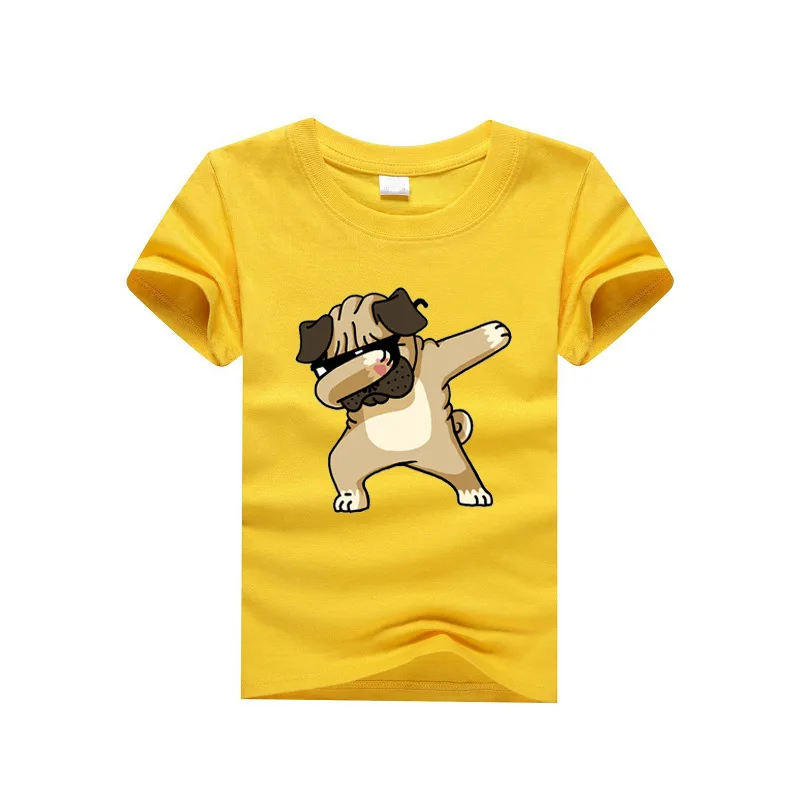 

Cartoon Puppy Print Children's Solid Color Short Sleeve T shirt Summer Cute Children Clothing For Kids Girls Tshirt