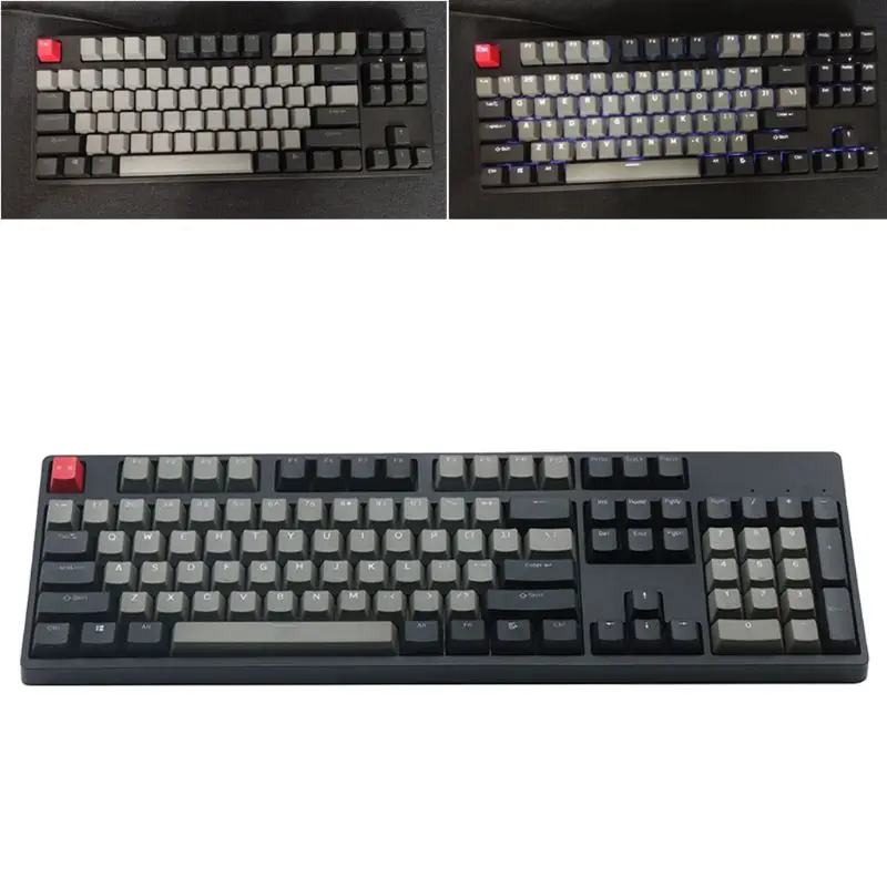 Черно серая Смешанная Толстая клавиатура Dolch PBT RGB Shot с подсветкой 108 колпачок для