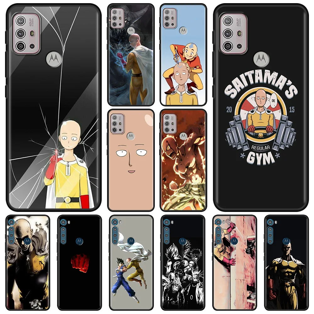 

Black Case For Moto G9 G8 Play Power Lite One Fusion E6s G30 Edge G Stylus Bumper Soft TPU Fundas Coque Bleach One Punch Man
