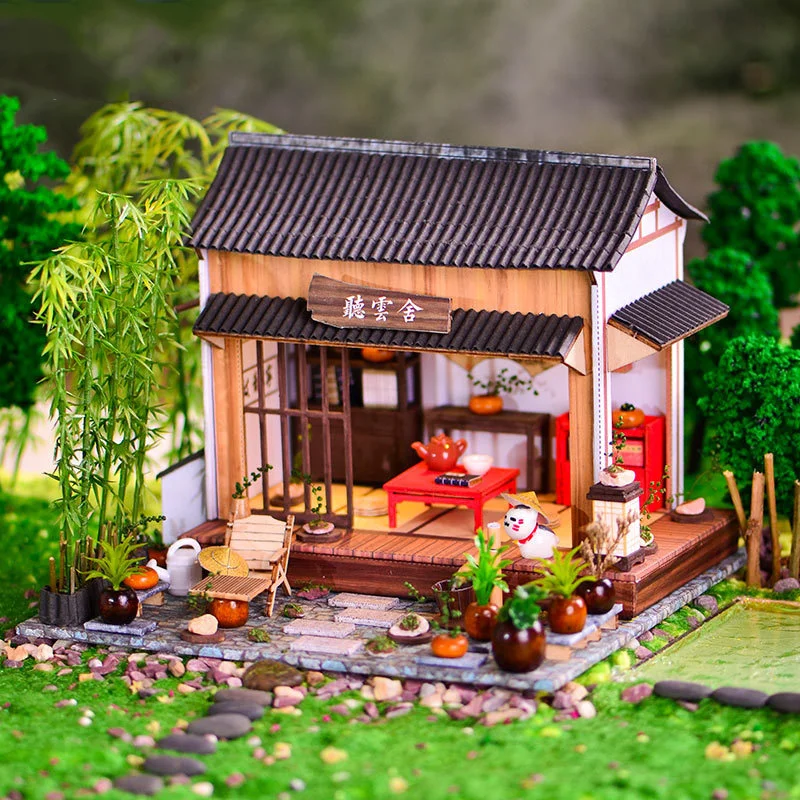 

Новый миниатюрный деревянный кукольный домик «сделай сам» с комплектом мебели, китайский домик, вилла, кукольный домик, сборные Игрушки для...