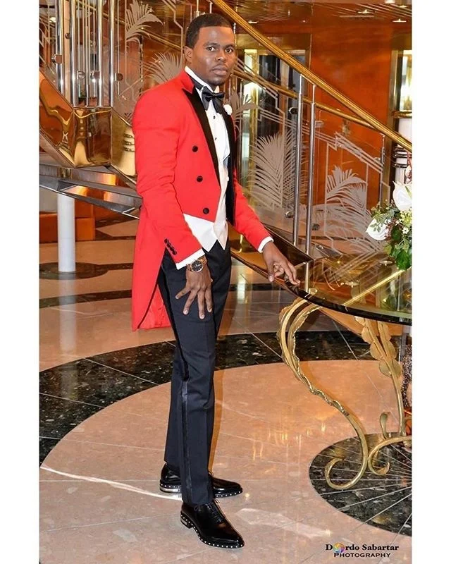 

Новый дизайн, красный пиджак, мужской костюм с брюками, повседневный костюм для жениха на выпускной, свадьбу, смокинг, костюм для жениха, бле...