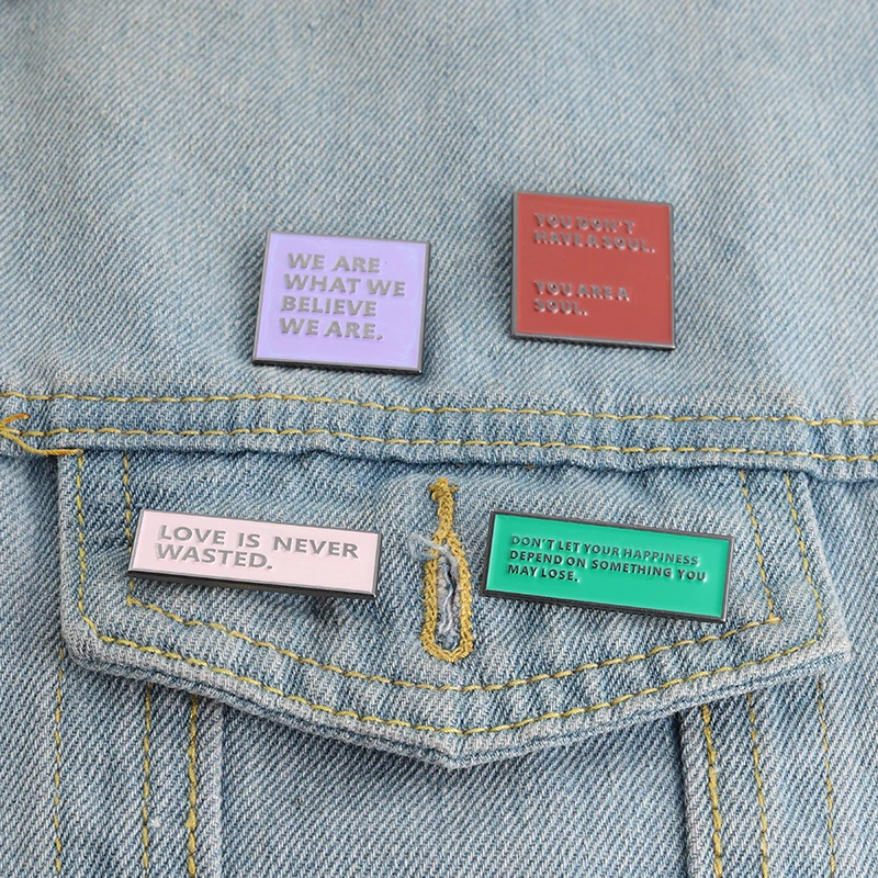 

simple Letter Series Brooch Geometric Brooch Creative Square English Brooch Funny Quote New Simple Letter Series Jewelry Brooch