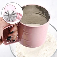 1 pcs stainless steel sieve cup powder flour baking tool icing sugar mesh sieve colander crank sifter kitchen tools cocina knife
