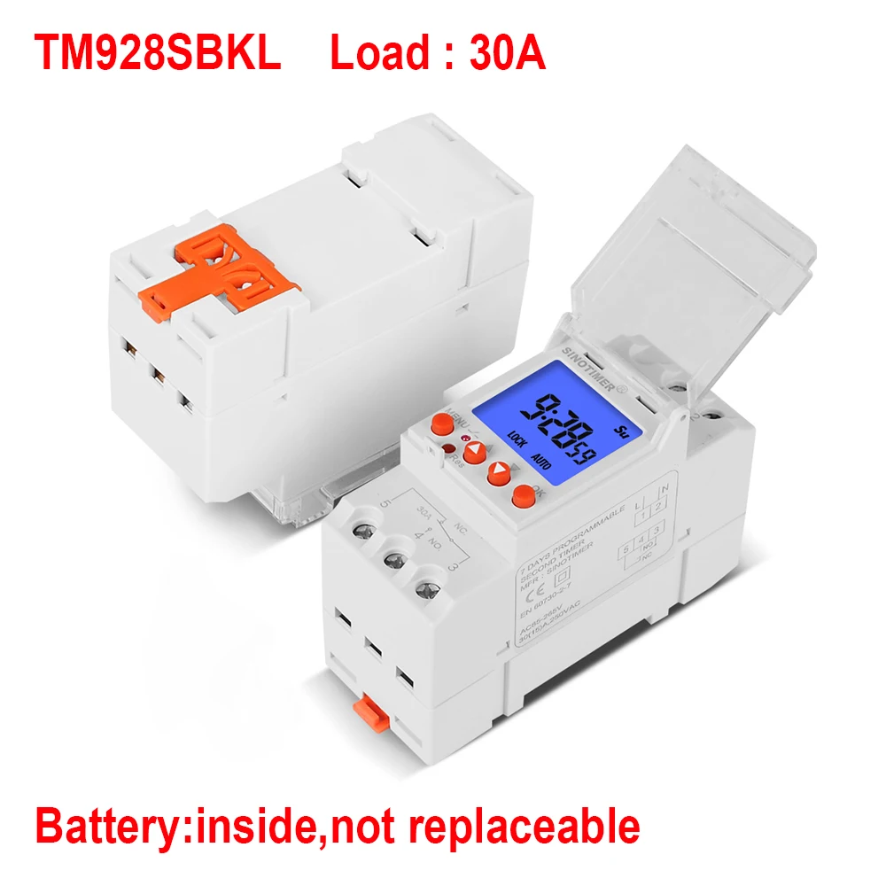 dias interruptor do  programável uso doméstico hd display lcd tempo relé módulo trilho din controlador com bloqueio 110v 220v 7 Temporizador