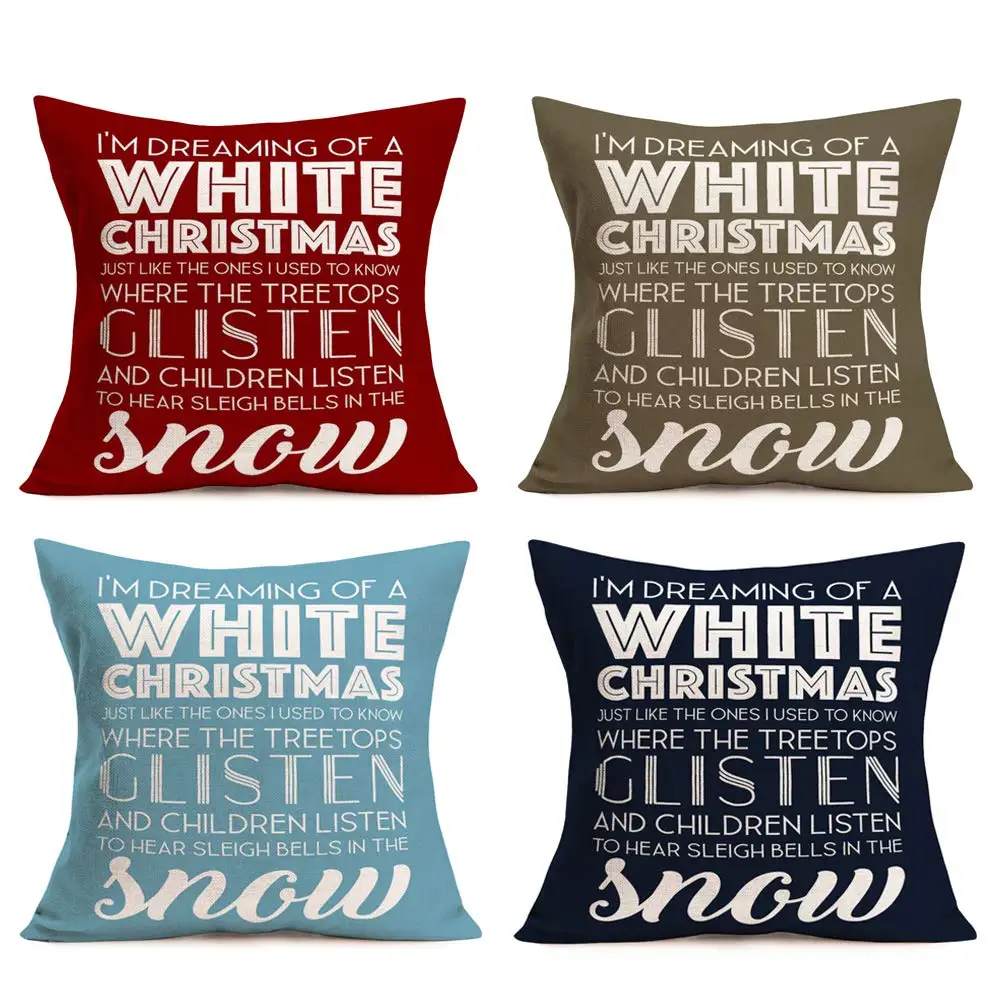 

Рождественские цитаты, синяя, коричневая, красная, черная льняная наволочка для дивана, чехол для подушки, украшение для дома, возможно изго...