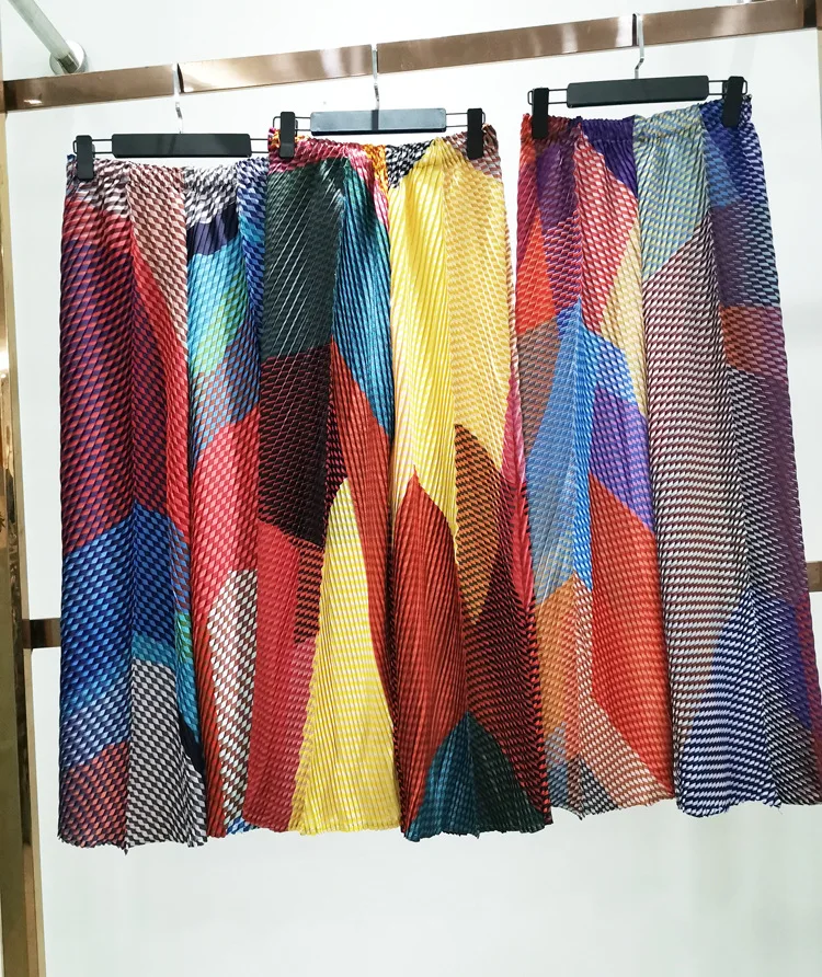 Костюм брючный женский стрейчевый Miyake плиссированный топ с длинным рукавом и