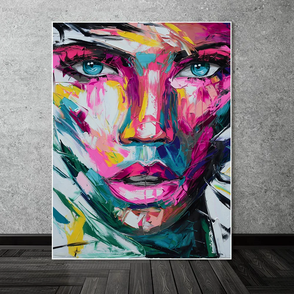 Абстрактная Красочная картина с изображением девушки на холсте плакаты и принты