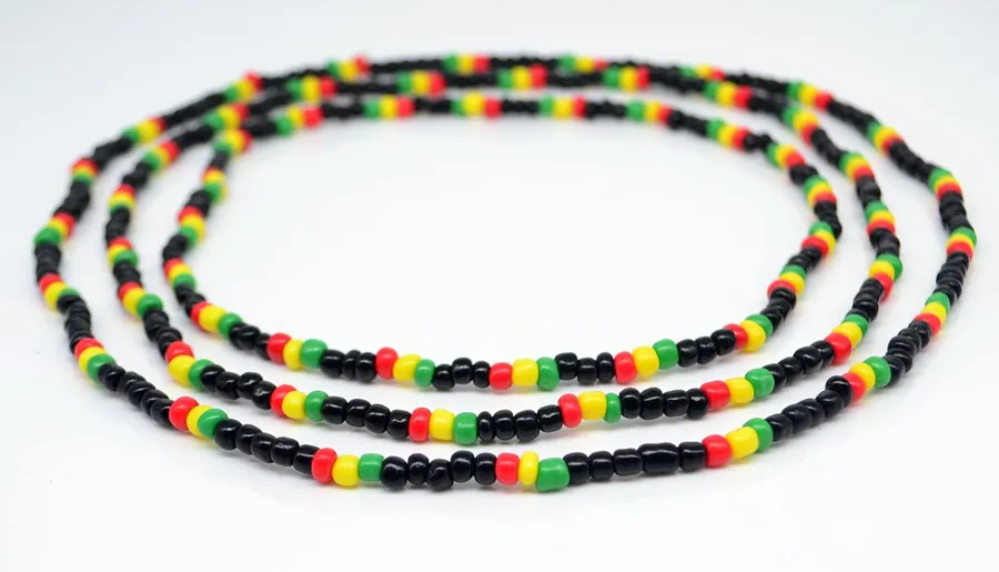 3 в 1 красный желтый зеленый черный стеклянный бисер ожерелье Африка раста регги