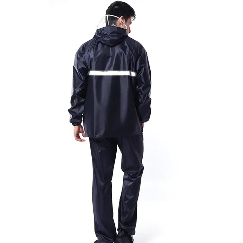 

Oxford Rain Suits Men Waterproof Rain Gear for Work Fishing Rain Coats Rain Jacket Pants Poncho Night Reflection Hooded Raincoat