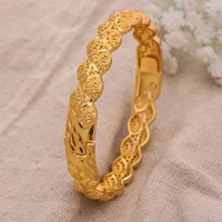 annayoyo 1pcslot 24k gold color bresslate bangles for women girls dubai circle bracelet jewelry ethiopian bride wedding jewerly