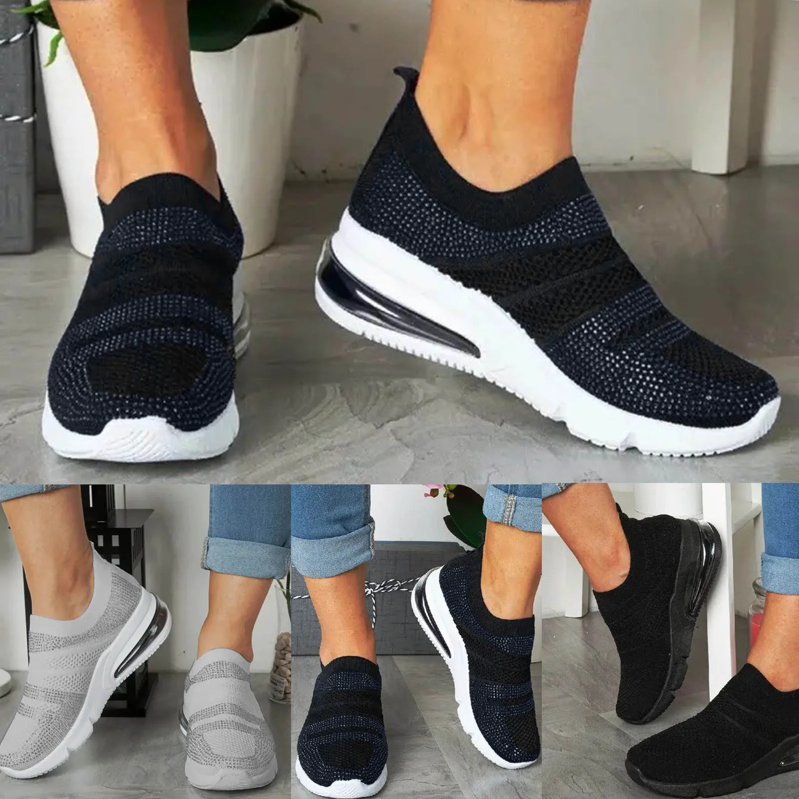 Кроссовки женские сетчатые однотонные Повседневные Дышащие сникерсы мягкая