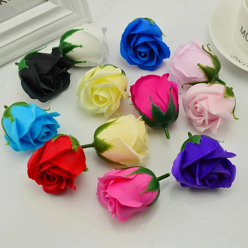 

50pcs Slik Scent Rose for Home Wedding Decor Accessories Fake Bath DIY Wreath Valentine's Day Gift Artificial Soap Flowers
