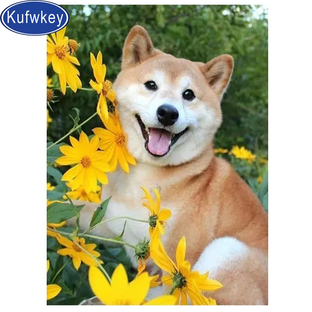 Акита собаки diy Алмазная мозаика из горного хрусталя для росписи вышитая бисером