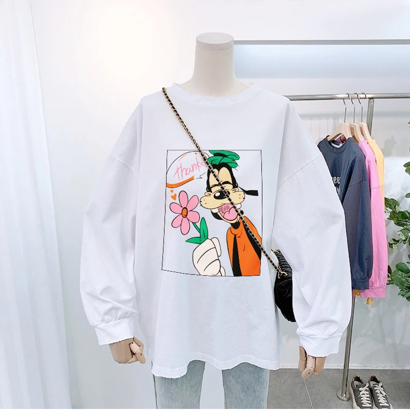 Женская футболка с длинным рукавом свободная Универсальная средней длины