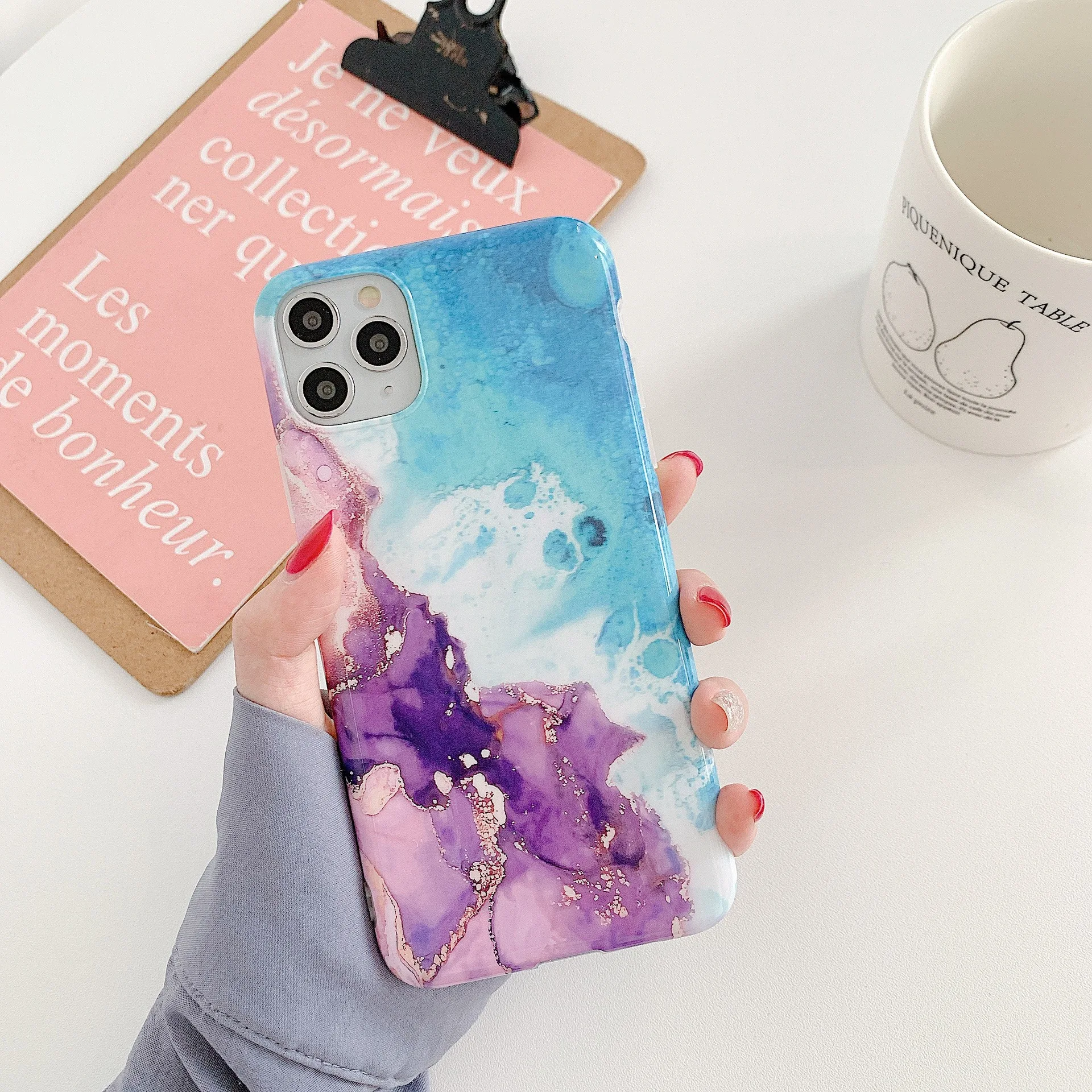 Новый коралловый мраморный чехол для телефона iPhone 12 11 Pro Max XR X XS MAX 7 8 Plus SE 2 с