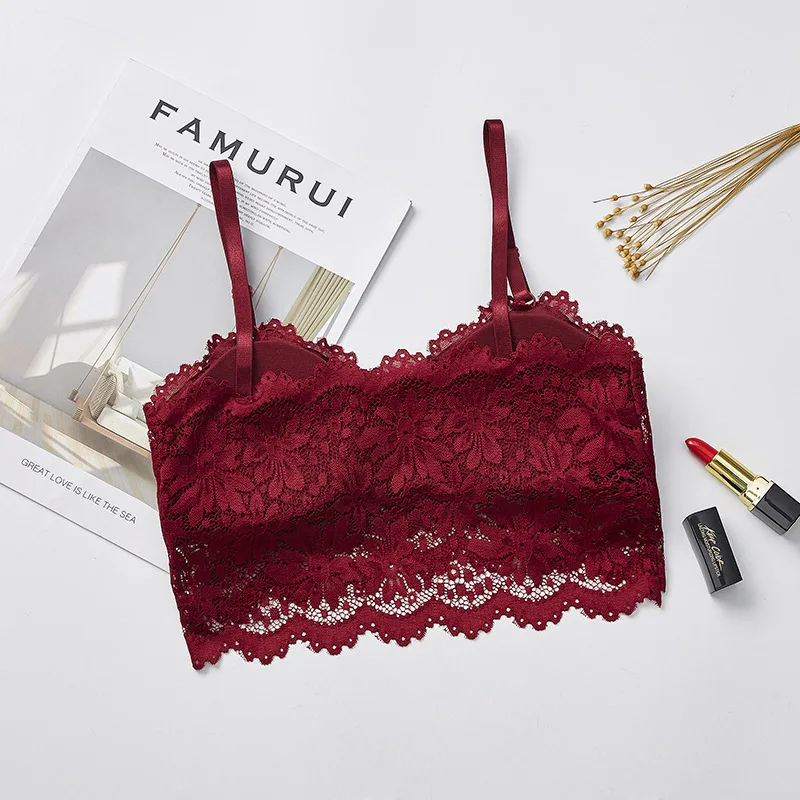 

Lady Lace Camisole Tops Underwear Women Sleeveless Underwear Corset With Replaceable Chest Pad Casual Strap Sling Tank Tops New