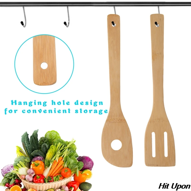 

2021 Hot Sale 6 Pieces Bamboo Spoon Spatula Kitchen Utensil Wooden Cooking ToolSpoon Spatula Mixing Mixing Set