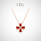 Ожерелье из розового золота I Do 18 карат, бриллиантовая красная подвеска, серия клевера, изящные украшения для женщин, дизайн с четырьмя листьями, подарок на любовь, Рождество для девушек