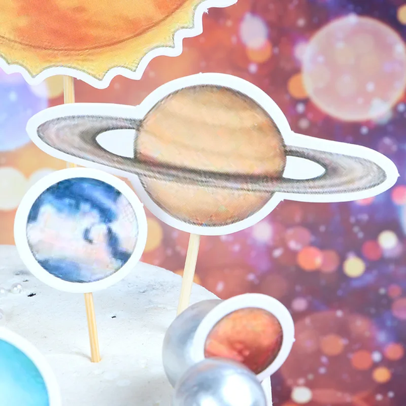 Космонавты и ракеты Луна Planet с днем рождения торт Топпер десерт БУКВЕННОЕ