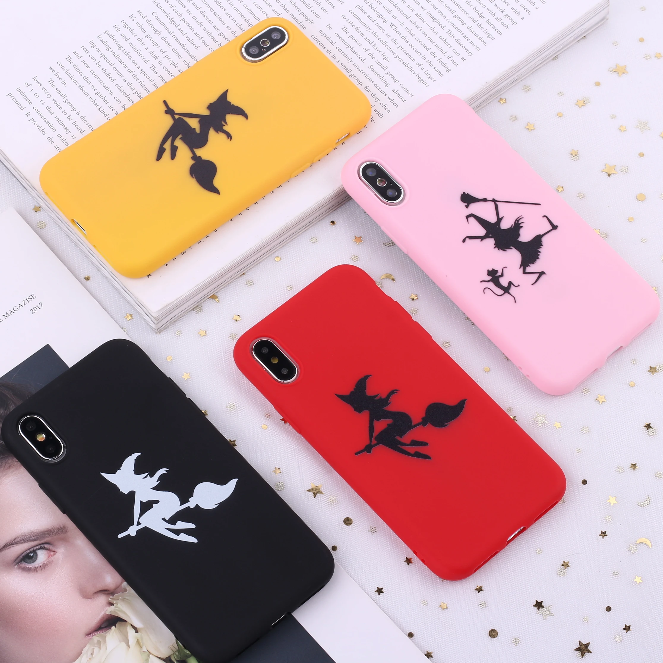 

Witch Flying Soft Silicone Candy Case Fundas For iPhone 11 12 Mini Pro Max X XS XR Max 7 8 7Plus 8Plus 6S SE Soft Silicone Case
