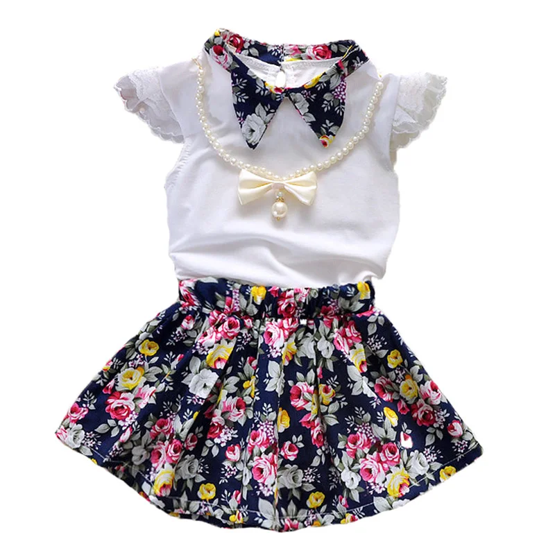 Одежда с цветочным рисунком для девочек комплект из 2 предметов рубашка + юбка