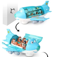 kids novelty 360 rotate passenger plane voice light deformation music simulation cartoon airbus airplane toy for children gift