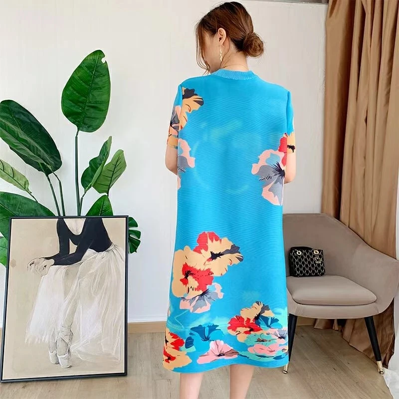 Платье-Ципао женское Плиссированное с цветочным принтом в стиле ретро | Женская