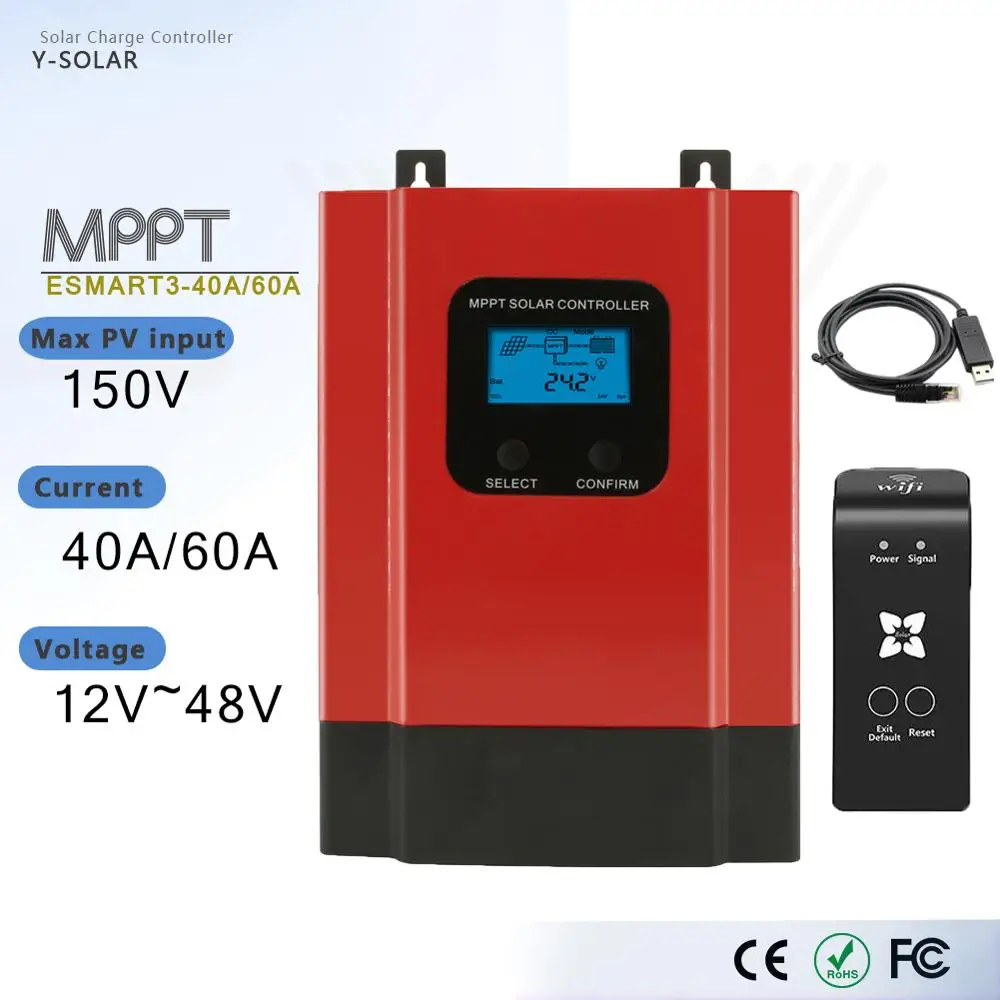 MPPT 12 В 24 в 36 в 48 в автоматический Солнечный контроллер заряда Esmart3-40A/60A RS485 солнечная панель контроллер заряда батареи с wifi и TSR