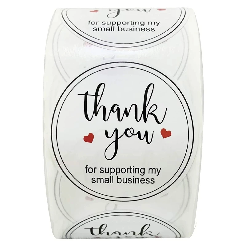 

100/500 Pcs Thank You For Supporting My Small Business Stickers 1.5Inch White Love Sticker For Packaging Seal Decor Supplies