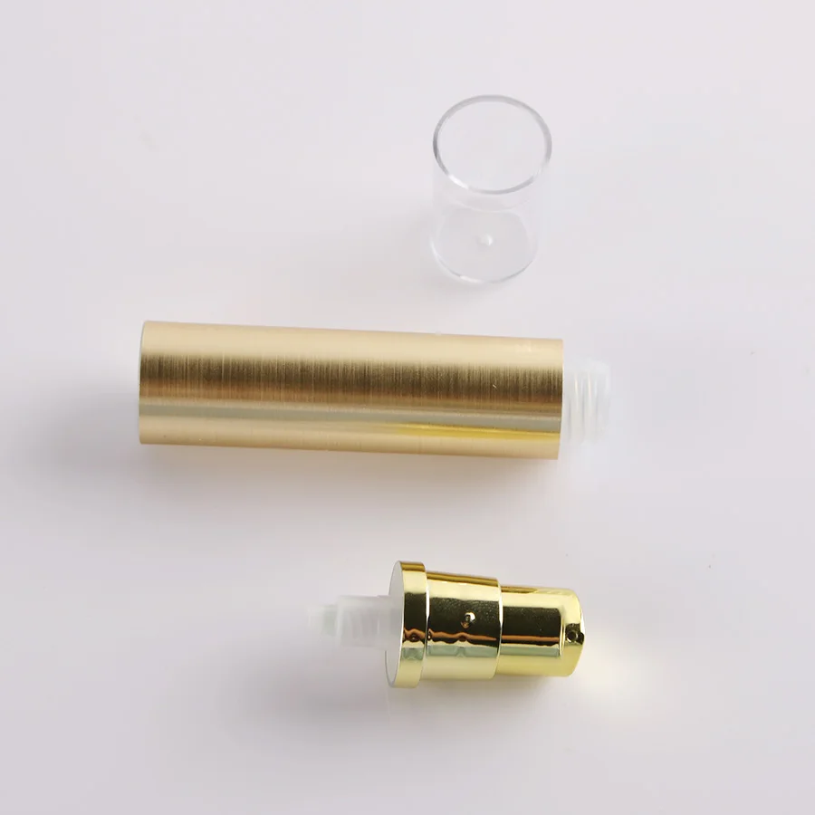 5ml 10ml Empty Refillable Airless Lotion Pump Serum Travel Bottle Tube Gold Silver Clear Lid Cap(100Pcs)MERX BEAUTY