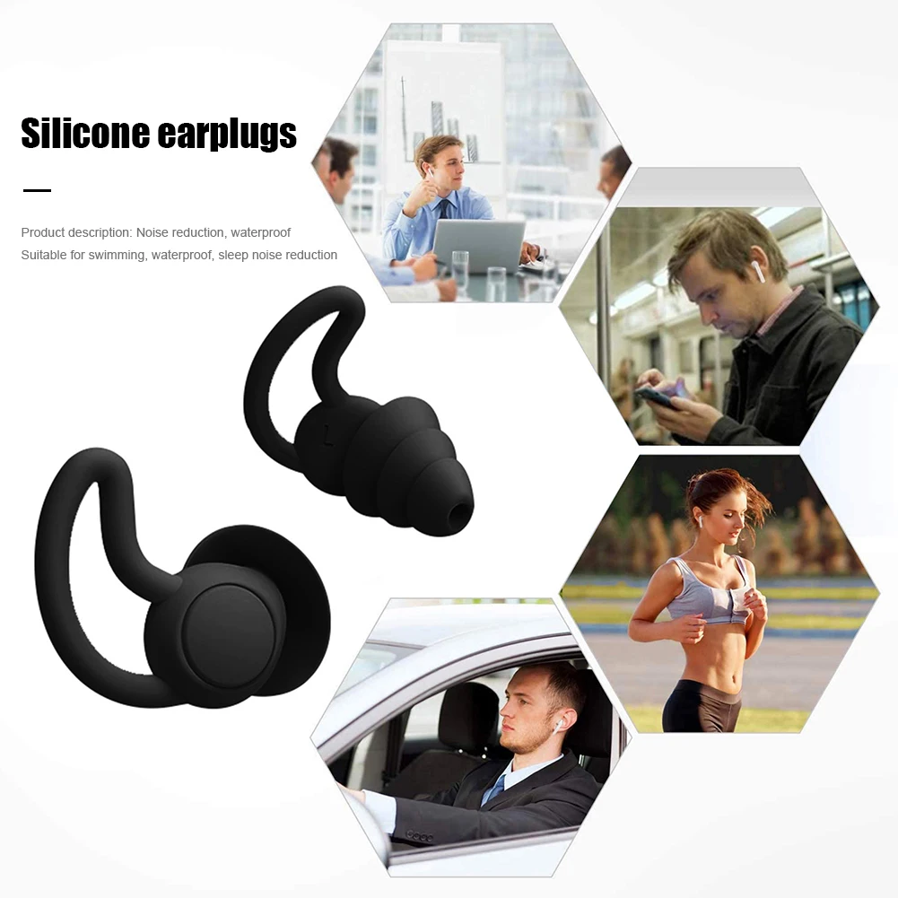 

9g Waterproof Underwater Earphones Student Sleep Silicone Earplugs Noise Reduction Swimming Equipment Black/White 3x3*1.7cm