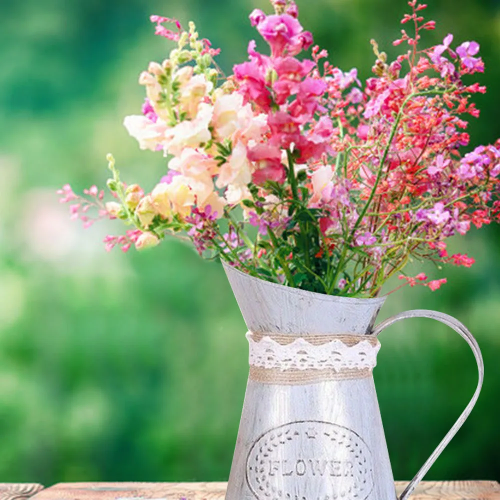 Винтажная потертая кремовая ваза эмалированный кувшин высокий металлический