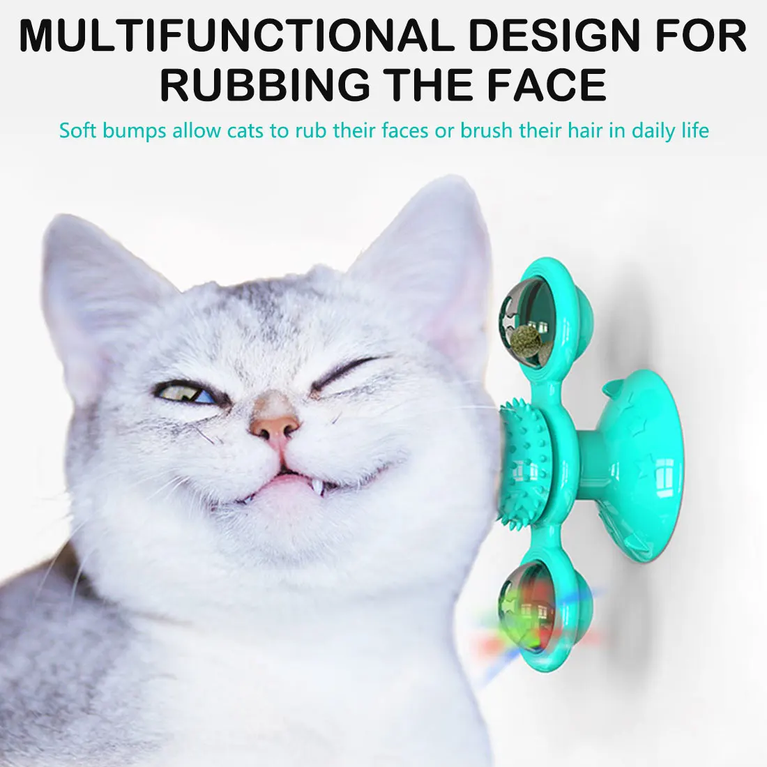 

Windmill Cat Toy Turntable Teasing Interactive Cat Toys Interactive with Catnip Cat Scratching Tickle Pet Ball Toys Pet Supplies