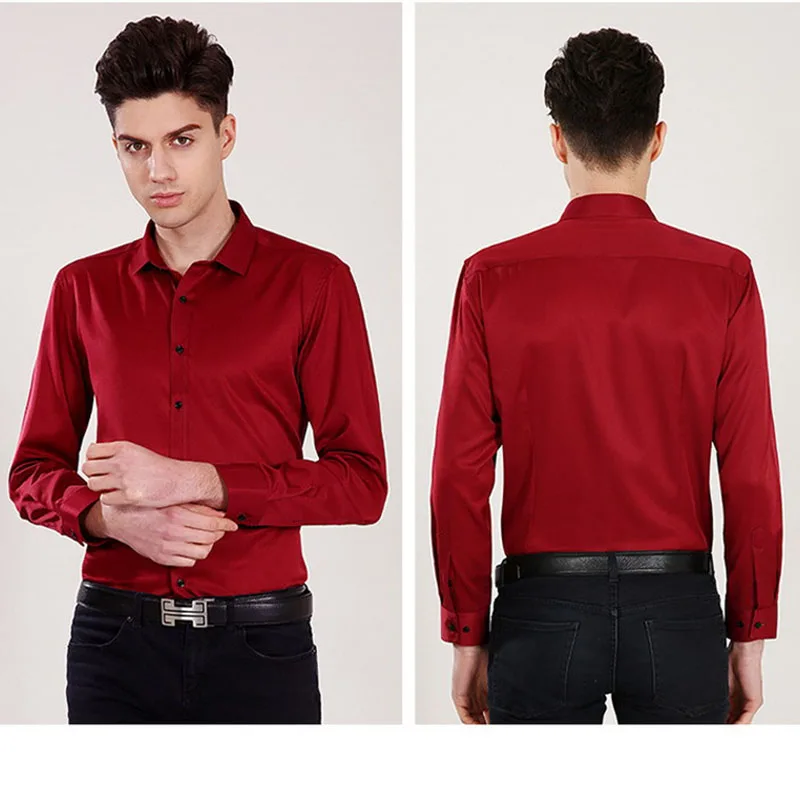 Мужская классическая рубашка из бамбукового волокна однотонная деловая