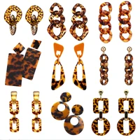 fishsheep2021 vintage leopard acrylic resin dangle earrings for women girls big geometric statement fashion party jewelry bijoux