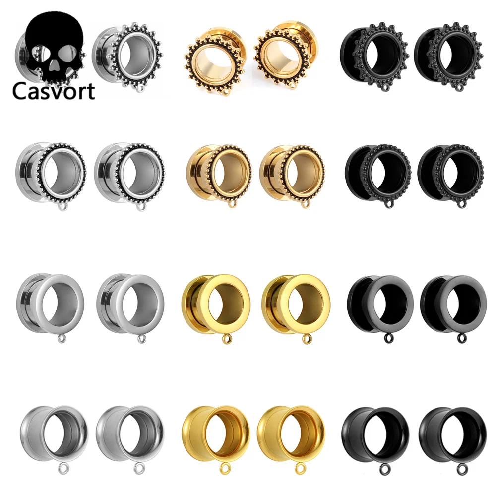 

Cavort 10 PCS 316 Stainless Steel Allergy Free Basic Dangle Ear Gauge Plugs Tunnels Body Piercing Women Jewelry DIY Expander