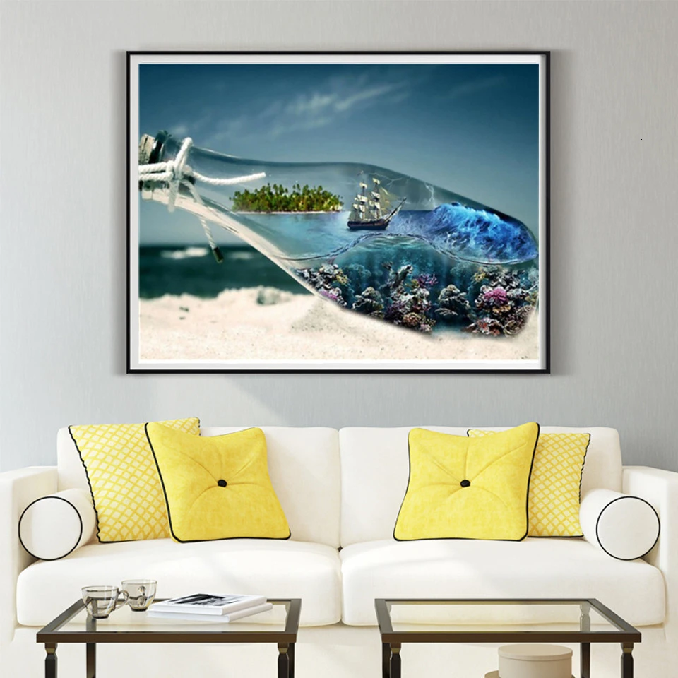 AZQSD рисовать Раскраска по номерам на холст для живописи Наборы Приморский DIY Unframe