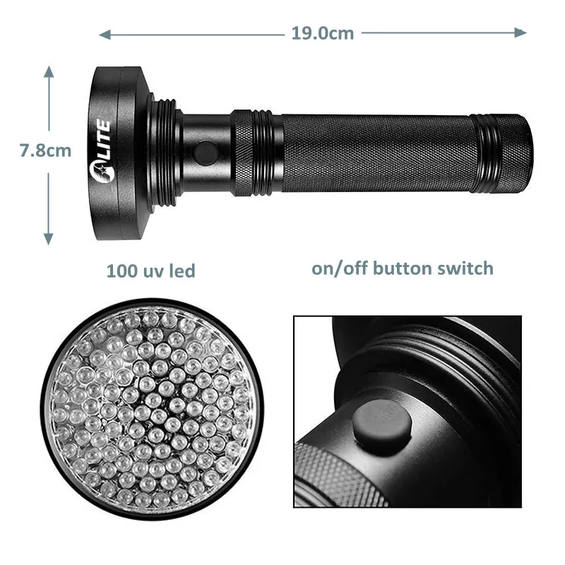 Фото Topcom 100 светодиодный УФ фонарик светильник высокого Мощность 10w 395nm UV светильник ультрафиолетового Фонари Применение 6 * AA (не включены) для мо... №4