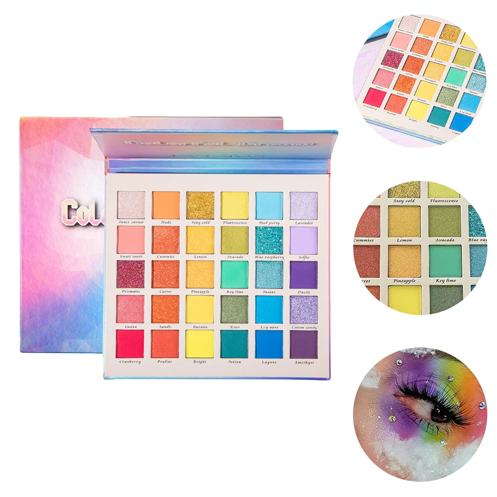 

1 коробка, 30 цветов, мерцающие тени для век, макияж, тени для век, блестящая косметика