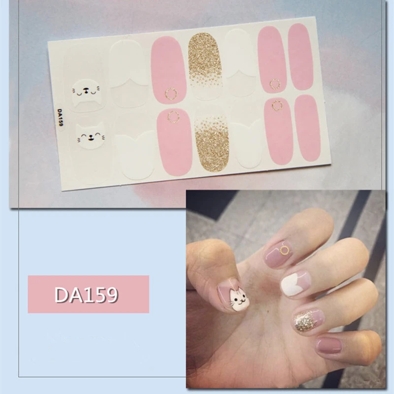 7 листов Блестящий лак для ногтей сопли наклейки предварительно разработанные