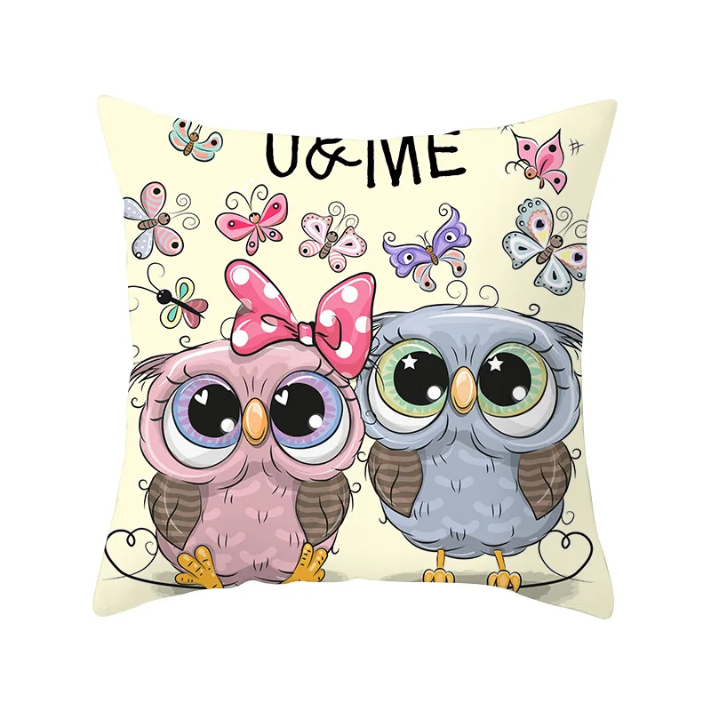 

High Quality 1PC Owl Cushion Cover For Sofa 44*44CM Pillow Case Cartoon Hot Sale For Car Home Decoration Cute Animals Popular