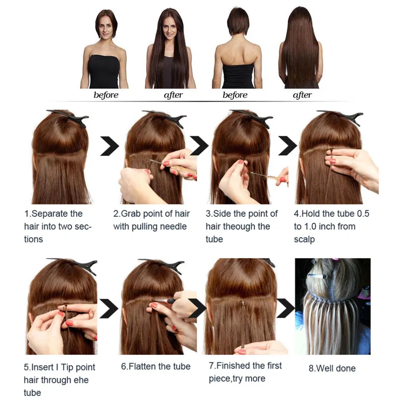 Lucybeauty 1"-22"# P18-613 1 г/шт. Remy нано-наращивание волос микро кольцо нано бусина волос