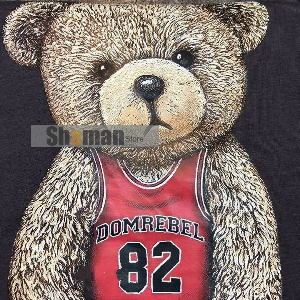

luxury designer Jersey Cartoon Bear letter printing sweatshirt women clothes round neck loose long sleeve pure cotton hoodies