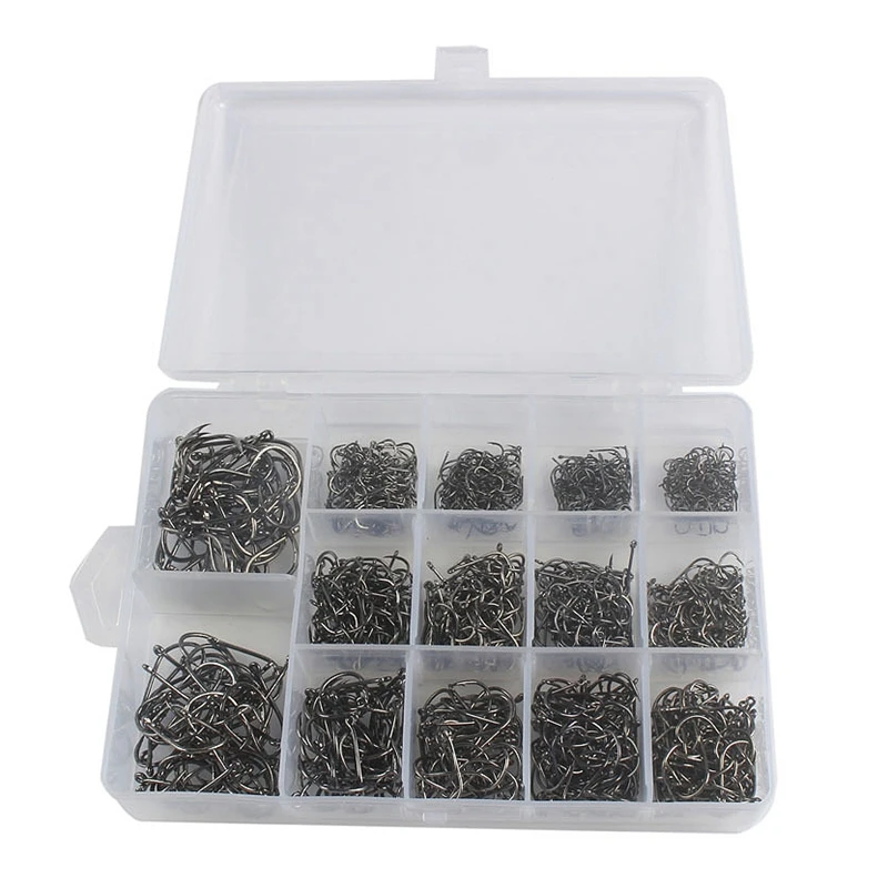 

1800 шт./кор. рыболовные джиг-Крючки из высокоуглеродистой стали, круглые крючки для сомов, крючки с бородкой смешанного размера, снасти для мо...